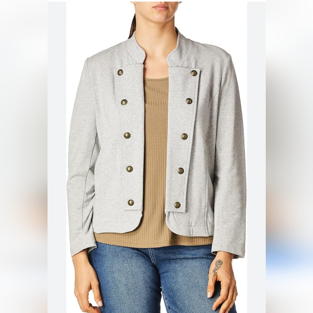 Tommy Hilfiger Womens Gray Band Jacket Blazer with Stand-Up Collar GUC Size S